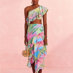 Farm Rio Beach Vibe One Shoulder Top. New with tags. Size XL.